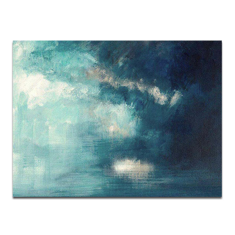 Morning Light - Handpainted Blue Green Seascape Wall Art Coastal Oil Painting