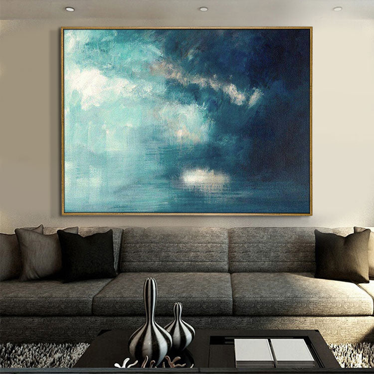 Morning Light - Handpainted Blue Green Seascape Wall Art Coastal Oil Painting