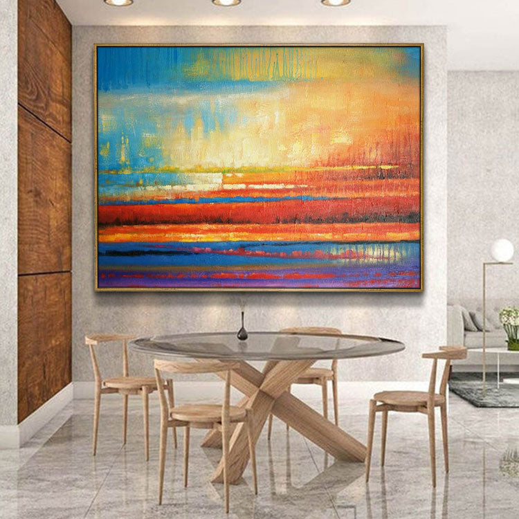 Sunset Glow - Handmade Landscape Wall Art Sunset Oil Painting on Canvas