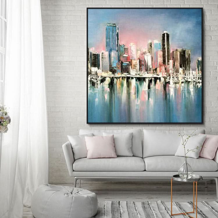 Large Modern Painting Large Canvas Art Original Oil Painting Bedroom Modern Art Paintings | The City that Never Sleeps