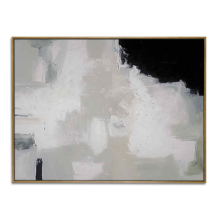 Wall art painting abstract black and white,Hand painted abstract oil painting