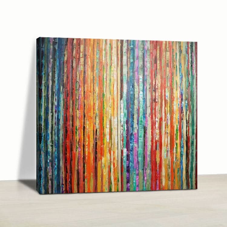 Abstraktes Gemälde mit roten Blättern, abstrakte Acrylgemälde auf Leinwand, zeitgenössische Kunst, Linienstrukturmalerei 