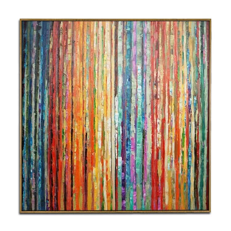 Abstraktes Gemälde mit roten Blättern, abstrakte Acrylgemälde auf Leinwand, zeitgenössische Kunst, Linienstrukturmalerei 