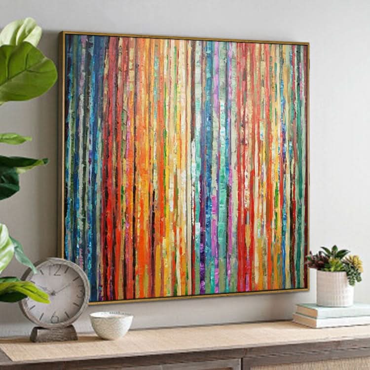 Abstraktes Gemälde mit roten Blättern, abstrakte Acrylgemälde auf Leinwand, zeitgenössische Kunst, Linienstrukturmalerei 
