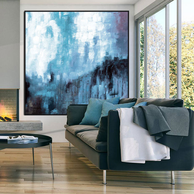 Living room decoration painting Handmade Oil Painting Blue White Painting | Mountain