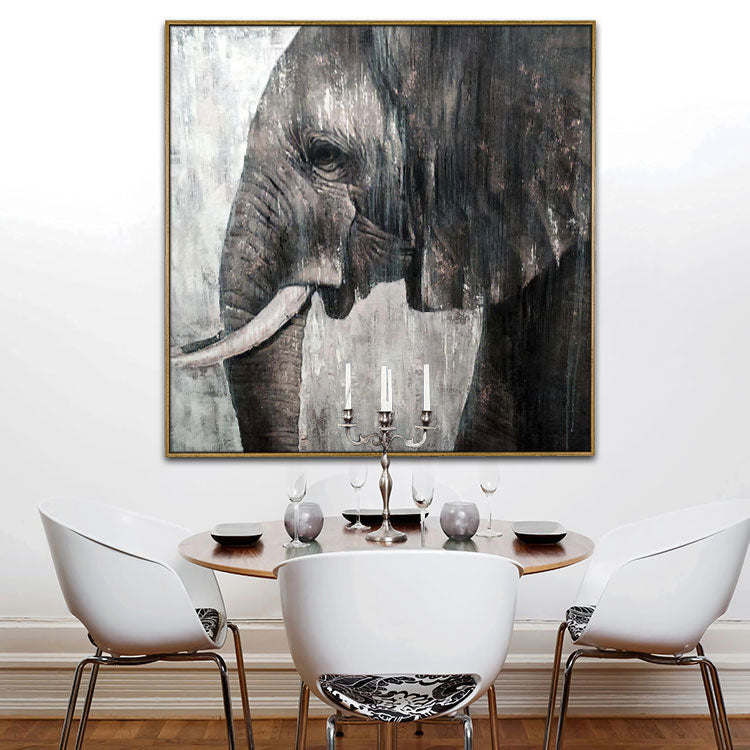 Large Abstract Elephant Painting Cute Elephant Oil Painting Original Impasto Painting Oversized Elephant Painting Abstract  | Elephant's Sorrow