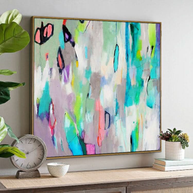 Buntes abstraktes Gemälde Beige Gemälde Weißes Gemälde Originalgemälde Abstraktes Acryl | Belebte Straßen 