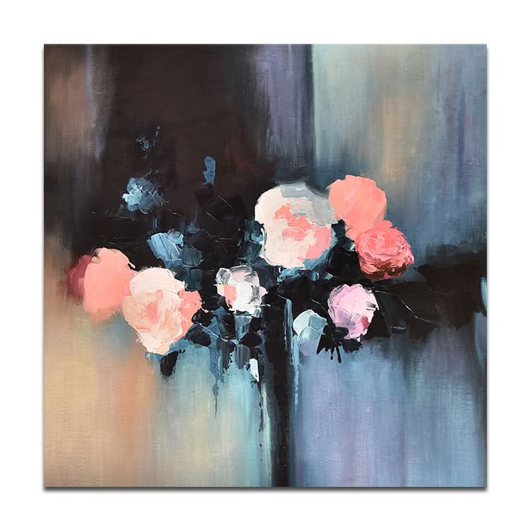 Schwarzes und rotes Ölgemälde, Originalgemälde, Acrylgemälde, Wandkunst, Leinwand | Blumen 