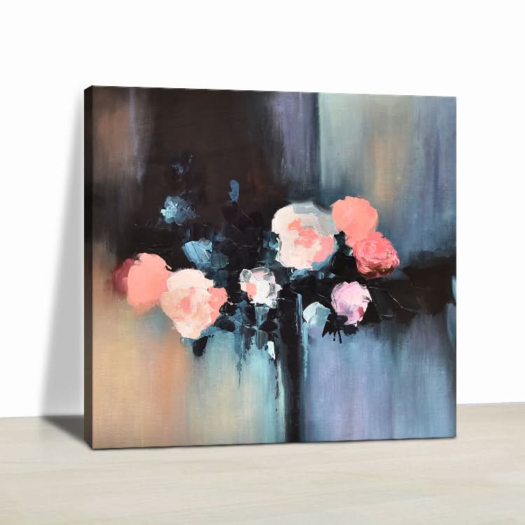 Schwarzes und rotes Ölgemälde, Originalgemälde, Acrylgemälde, Wandkunst, Leinwand | Blumen 
