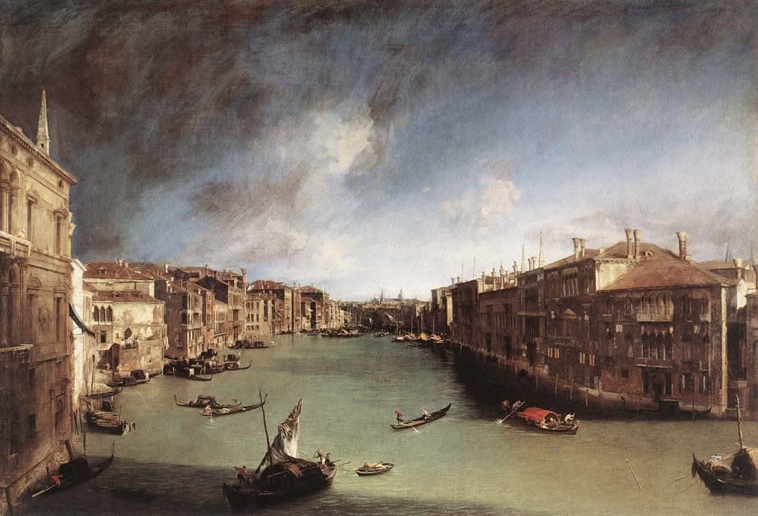 Blick vom Palazzo Balbi nach Nordosten auf den Canale Grande in Richtung Rialtobrücke