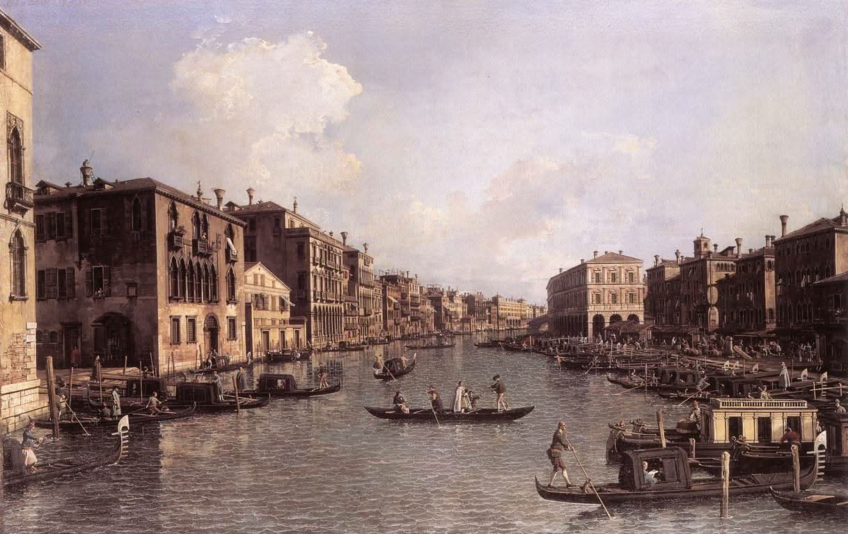 Blick auf den Canale Grande nach Südosten vom Campo Santa Sophia zur Rialtobrücke