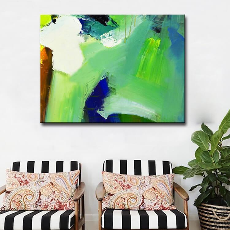 Green Painting Teal Art White Painting Landscape Painting Oil Abstract Painting | Blend