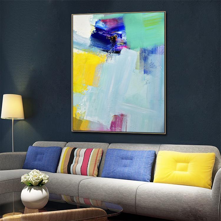 Abstract Canvas Wall Art, Modern Textured Painting | Pushing hands