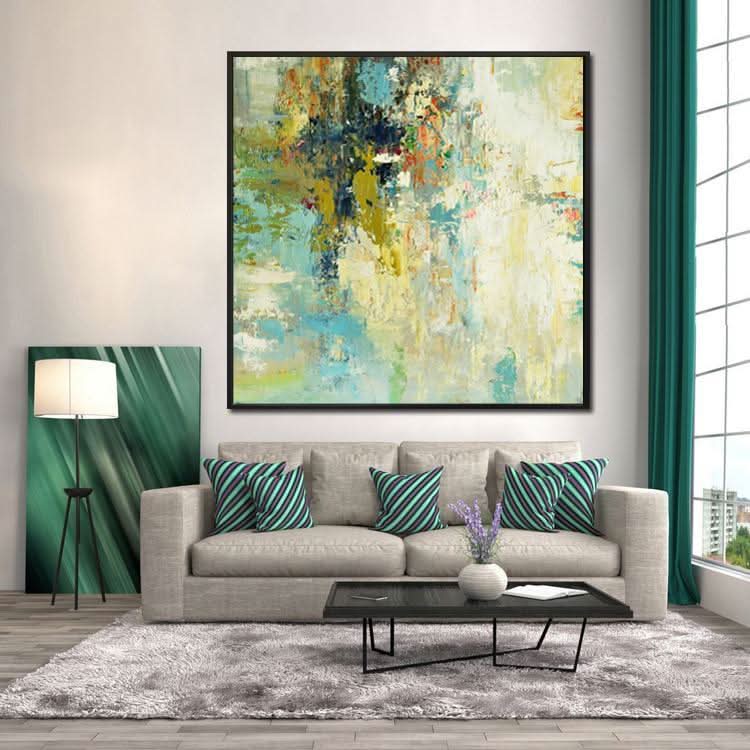 Großes abstraktes Acrylgemälde, grünes Gemälde, Blattgemälde, Original-Kunstgemälde | Begib dich auf eine lange Reise 