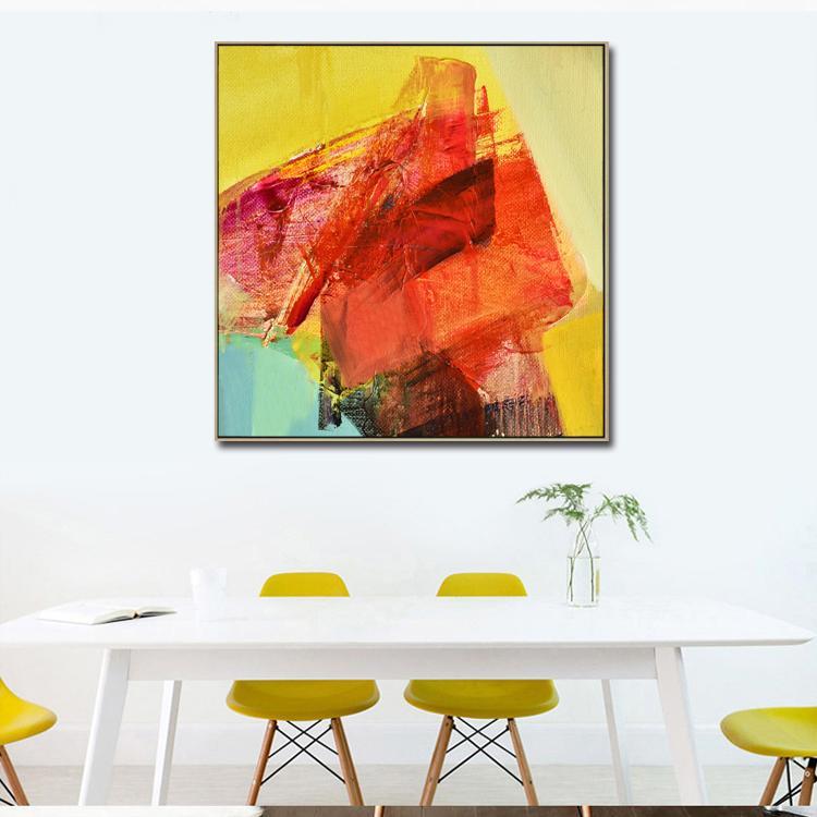 Hand Painted Art Oil Painting Original Large Canvas Art Bedroom Oil Painting Modern Red Orange Painting | Woman in a red wedding dress