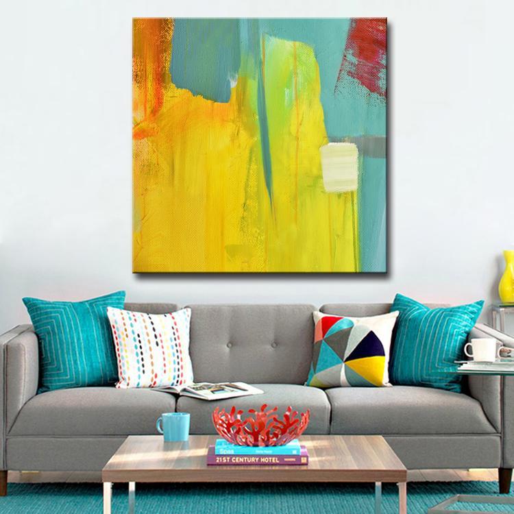 Original Painting On Canvas Hand Made Art Extra Large Living Room Simple Art Yellow and Red | The Holy City