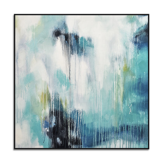 Hand Painted Oil Painting Original Art Painting Big Size Painting Office Decor Oil Painting Modern Blue White Painting | The heavy rain hit