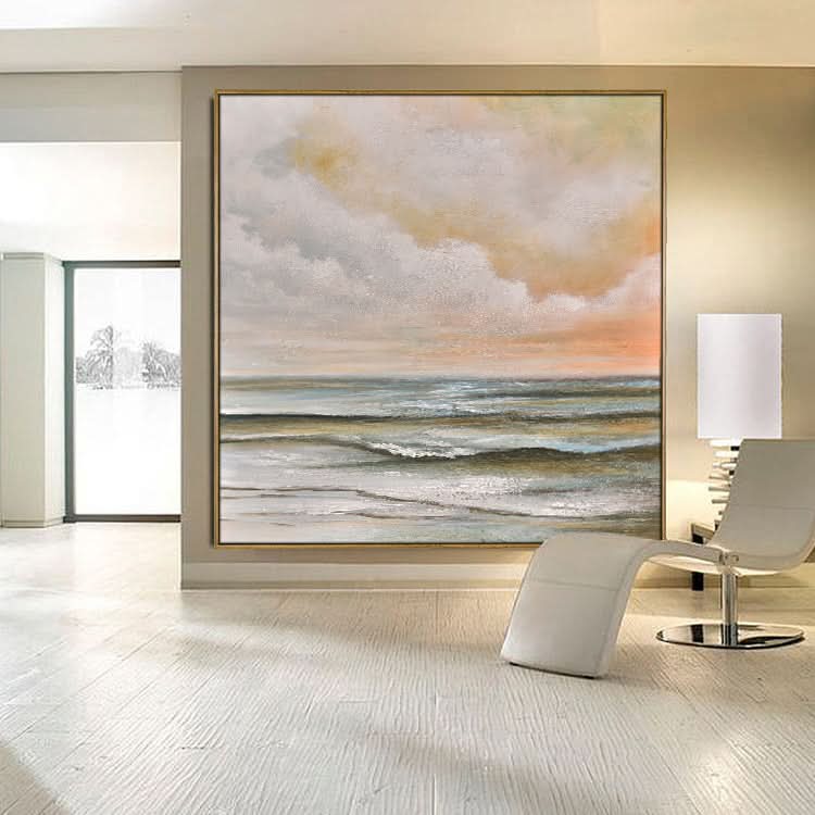 Original Ölgemälde Landschaft Schlafzimmer Handgemachtes abstraktes Ölgemälde | Ruhige Meere und klarer Himmel 