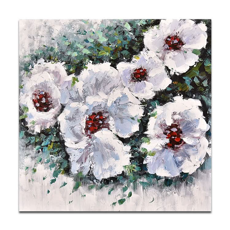 Großes abstraktes Acrylgemälde, weißes Gemälde, Blattgemälde, Original-Kunstgemälde | Blumen 