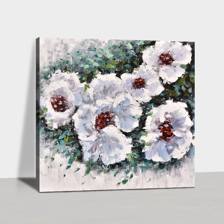 Großes abstraktes Acrylgemälde, weißes Gemälde, Blattgemälde, Original-Kunstgemälde | Blumen 