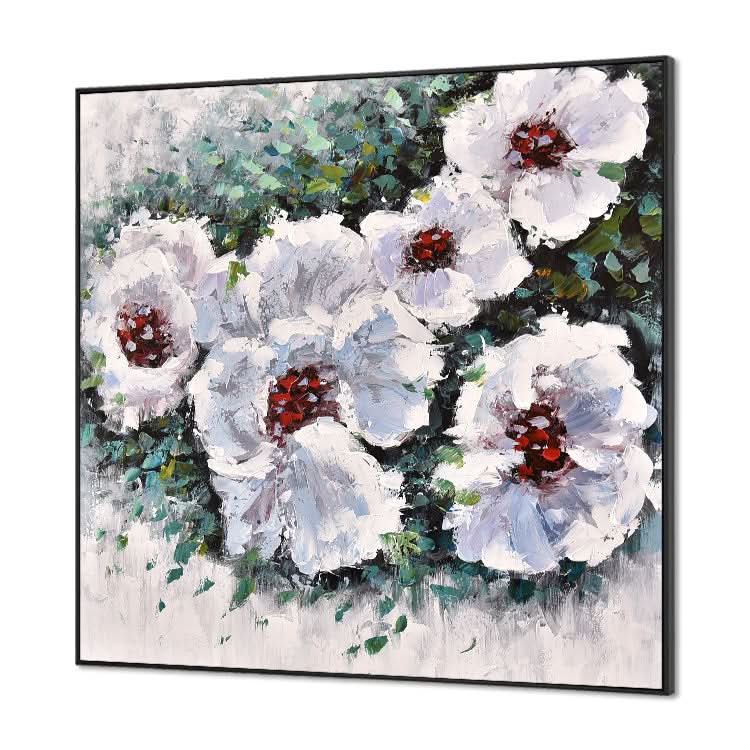 Großes abstraktes Acrylgemälde, weißes Gemälde, Blattgemälde, Original-Kunstgemälde | Blumen 