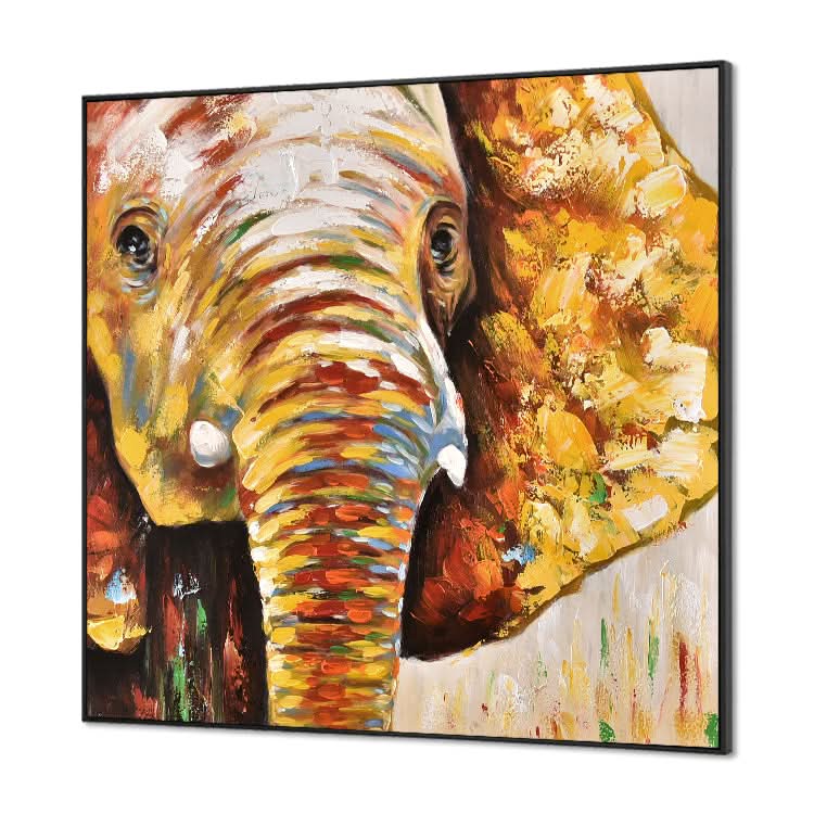 Handgemaltes abstraktes Ölgemälde Original Kunstgemälde Modernes Gelb-Rot-Gemälde | Gelbgoldener Elefant 
