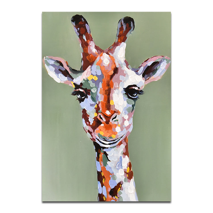 The Beautiful Giraffe - Handmade Animal Art Giraffe Oil Painting On Canvas Art Print