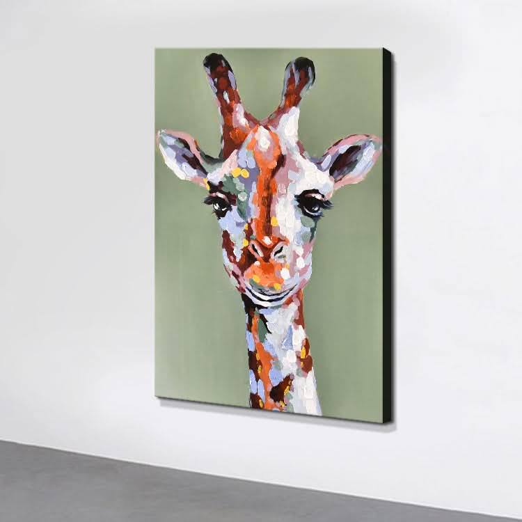 Die schöne Giraffe - handgefertigtes Tierkunst-Giraffe-Ölgemälde auf Leinwand, Kunstdruck 