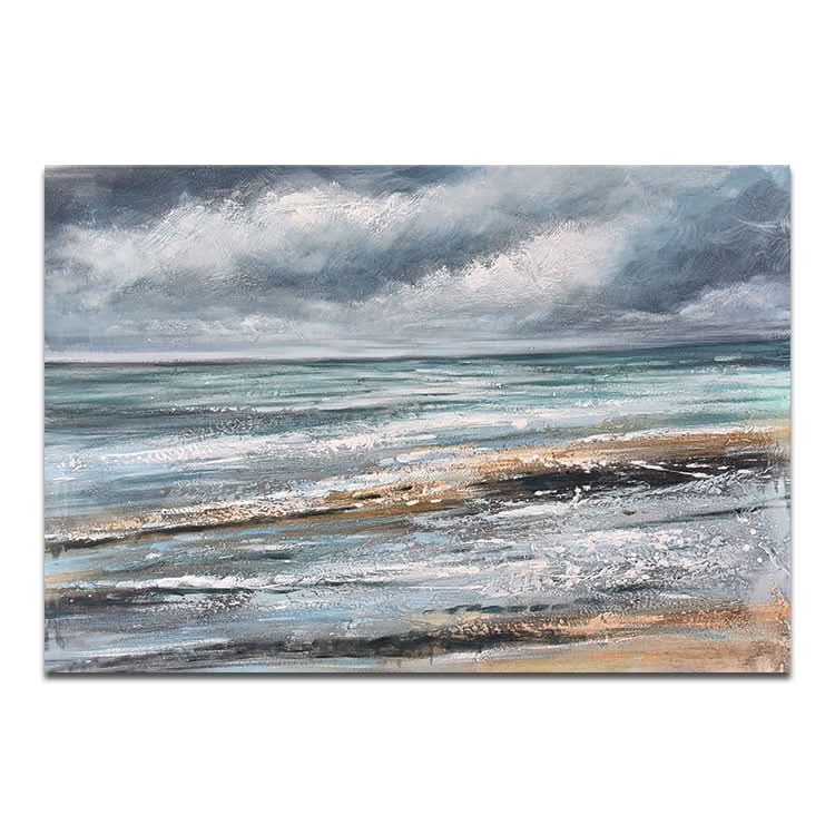 Die Ruhe vor dem Sturm - handgefertigtes Ölgemälde auf Leinwand, Kunstdruck, Strand-Wandkunst 