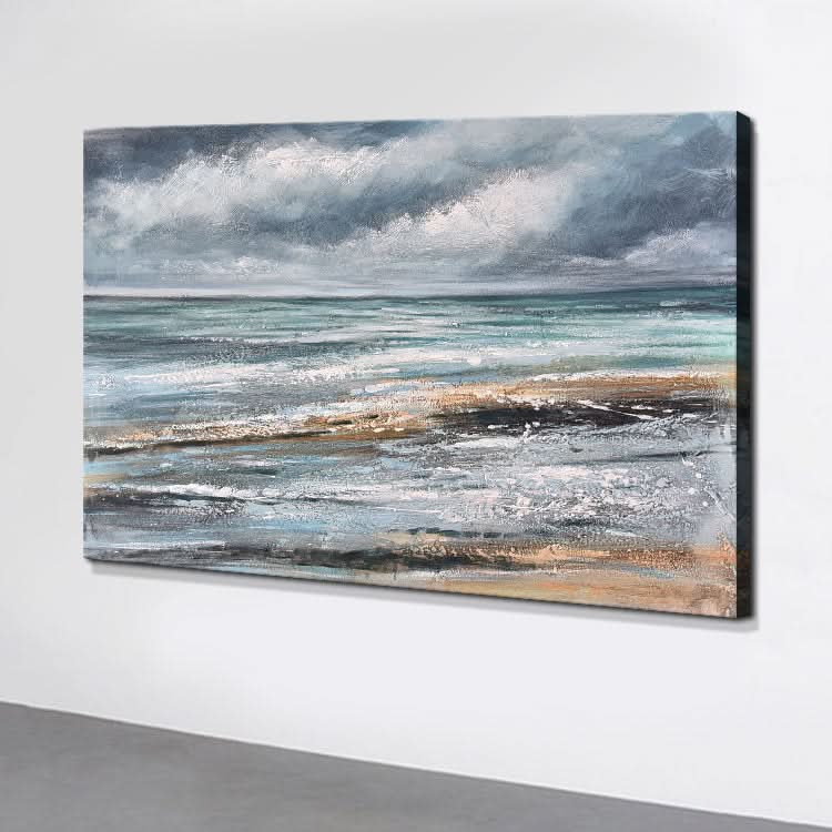 Die Ruhe vor dem Sturm - handgefertigtes Ölgemälde auf Leinwand, Kunstdruck, Strand-Wandkunst 