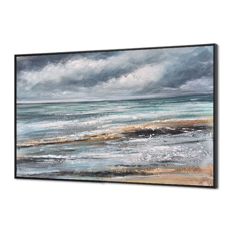 Die Ruhe vor dem Sturm - handgefertigtes Ölgemälde auf Leinwand, Kunstdruck, Strand-Wandkunst 