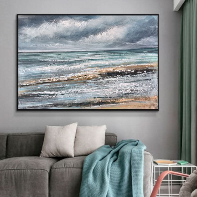 Die Ruhe vor dem Sturm - handgefertigtes Ölgemälde auf Leinwand, Kunstdruck, Strand-Wandkunst 
