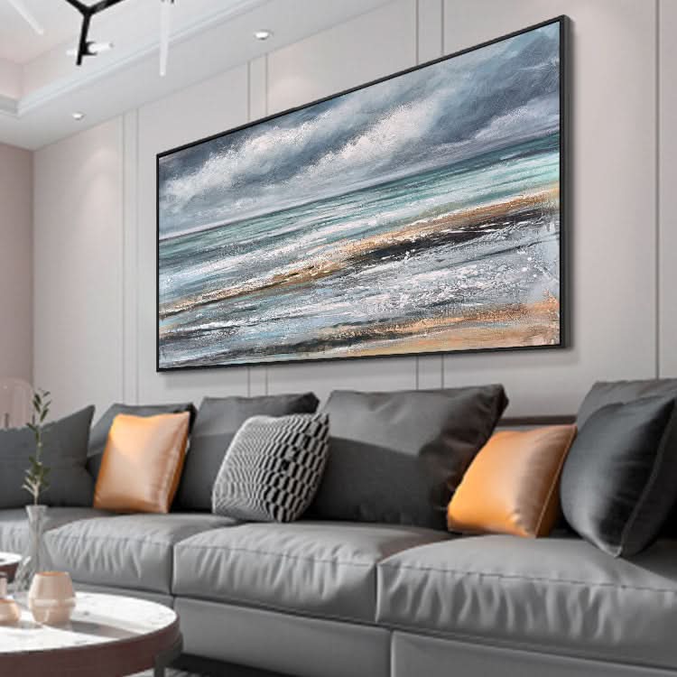 Die Ruhe vor dem Sturm - handgefertigtes Ölgemälde auf Leinwand, Kunstdruck, Strand-Wandkunst 