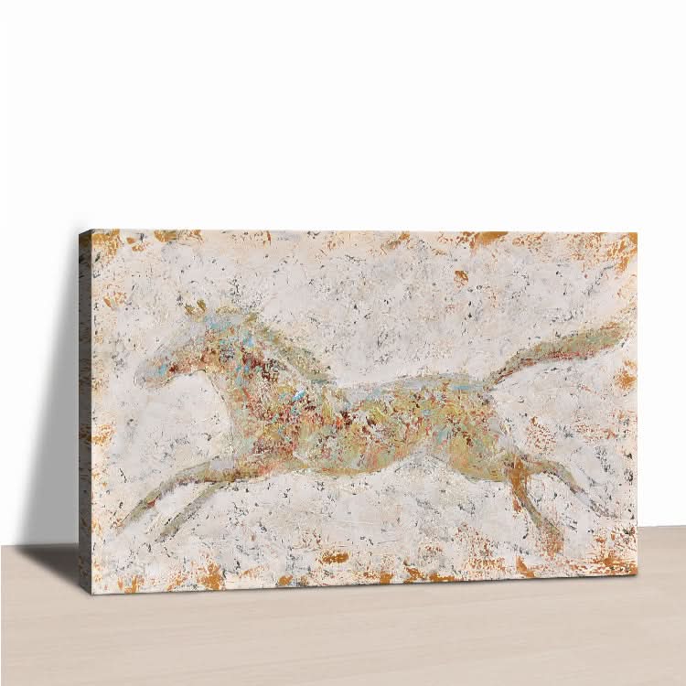 Das springende Pferd - handgefertigtes Pferdekunst-Leinwandbild, Tierölgemälde 