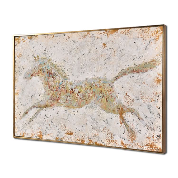 Das springende Pferd - handgefertigtes Pferdekunst-Leinwandbild, Tierölgemälde 