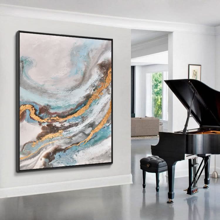 Räumliche Illusion - Handgemachte moderne Goldfolienkunst-Malerei 