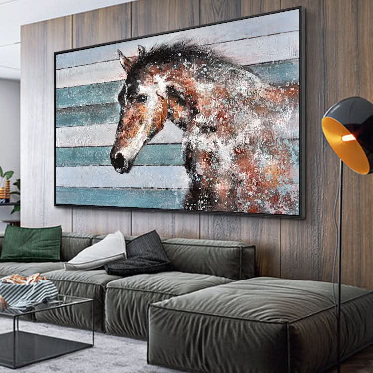 Galoppierende Pferde - Handgemaltes Ölgemälde auf Leinwand von rennenden Pferden, moderne Wandkunst 