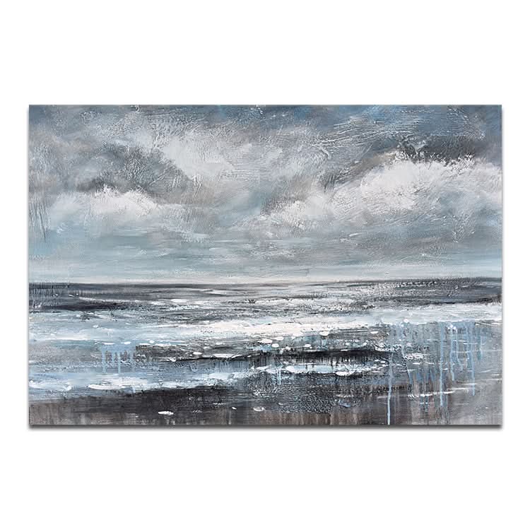 Himmel und Wasser verschmelzen am Horizont – handgemalter Kunstdruck auf Leinwand, Naturkunst 