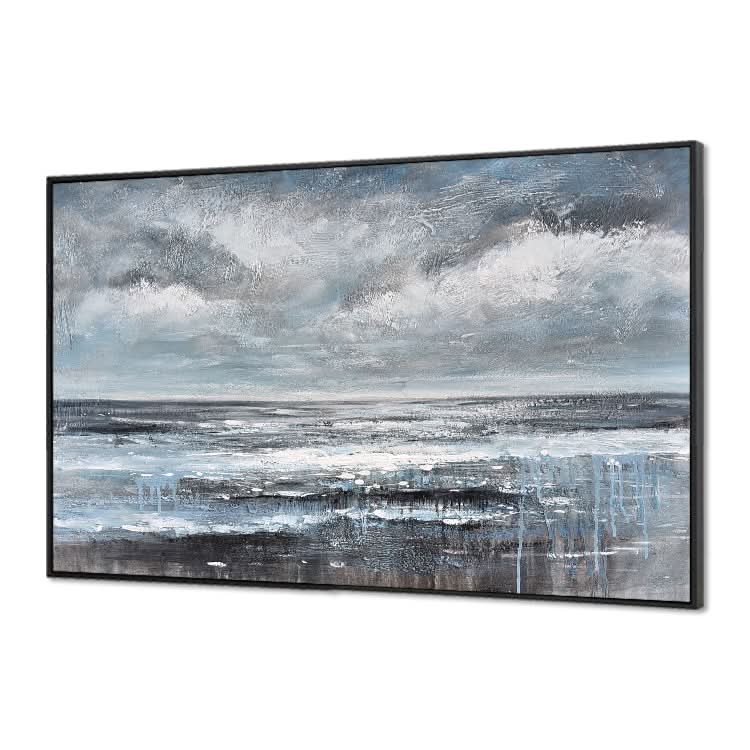 Himmel und Wasser verschmelzen am Horizont – handgemalter Kunstdruck auf Leinwand, Naturkunst 