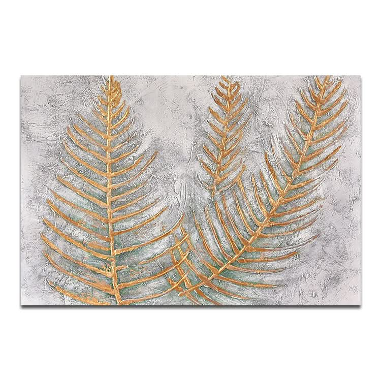 Leaf Venation Diagram- Hand Painting Plant Canvas Wall Art Gold Botanical Oil Painting