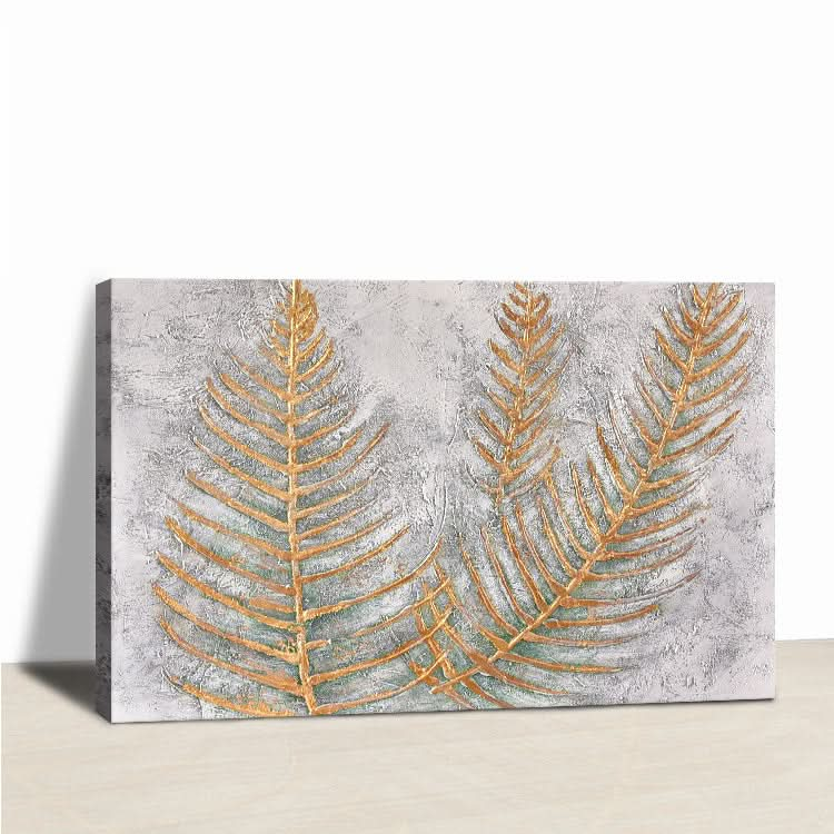 Leaf Venation Diagram- Hand Painting Plant Canvas Wall Art Gold Botanical Oil Painting