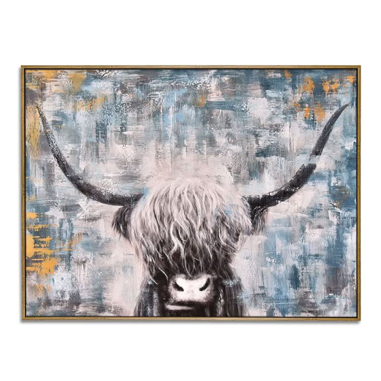 Hübsche Kuh - Handgemachtes Tierölgemälde auf Leinwand, Acryl-Wandkunstdruck 
