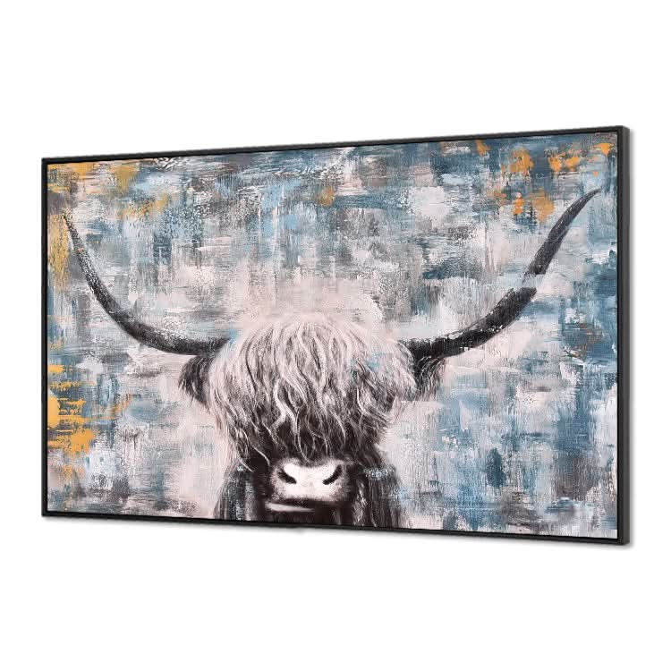 Hübsche Kuh - Handgemachtes Tierölgemälde auf Leinwand, Acryl-Wandkunstdruck 