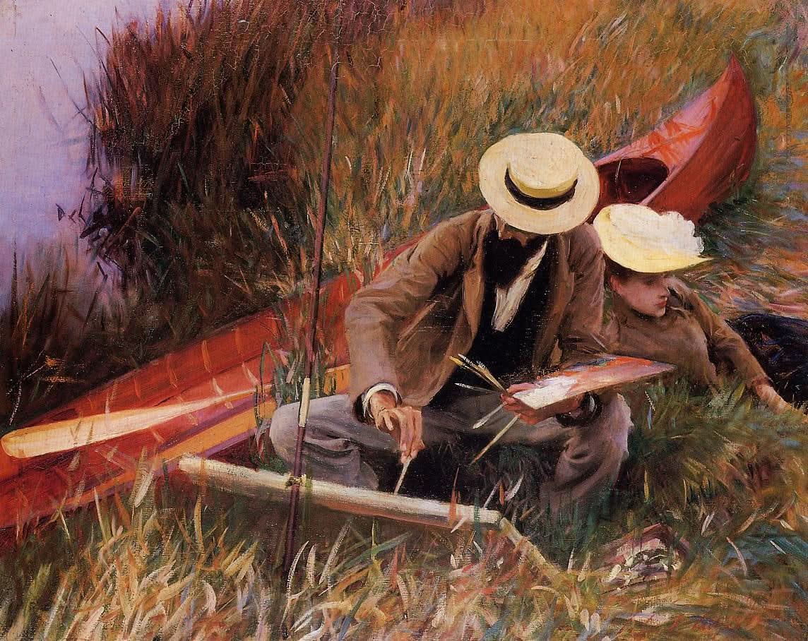 Paul Helleu beim Skizzieren mit seiner Frau